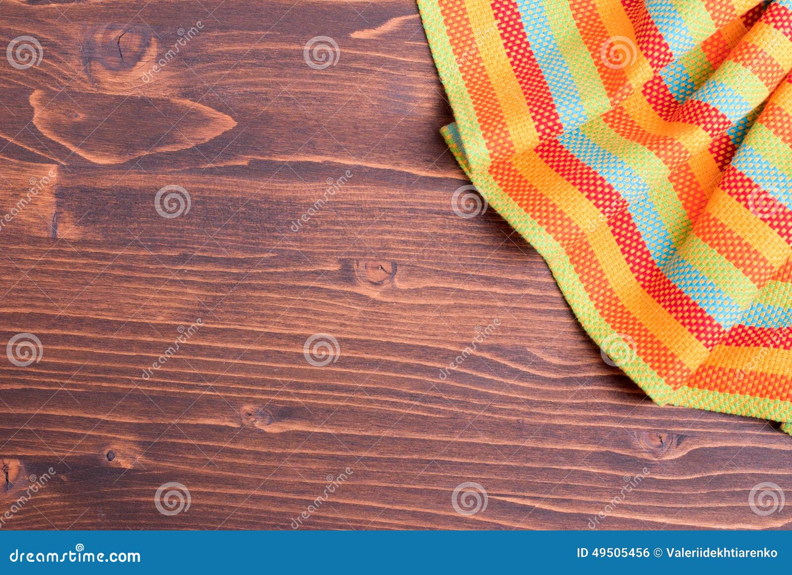 Napkin in the Upper Right Corner on the Left a Brown Board with Stock