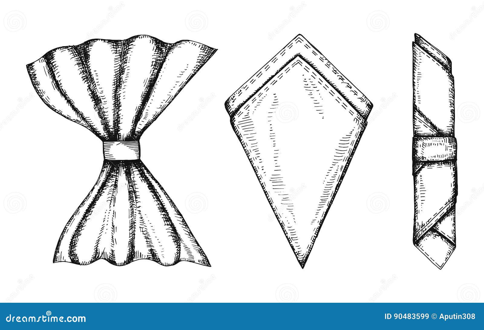 Napkins Serving. Hand Drawing Vector Set Stock Vector Illustration of