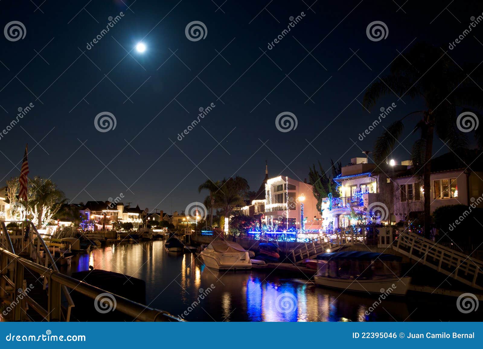 Naples California Canal during Christmas Stock Photo Image of