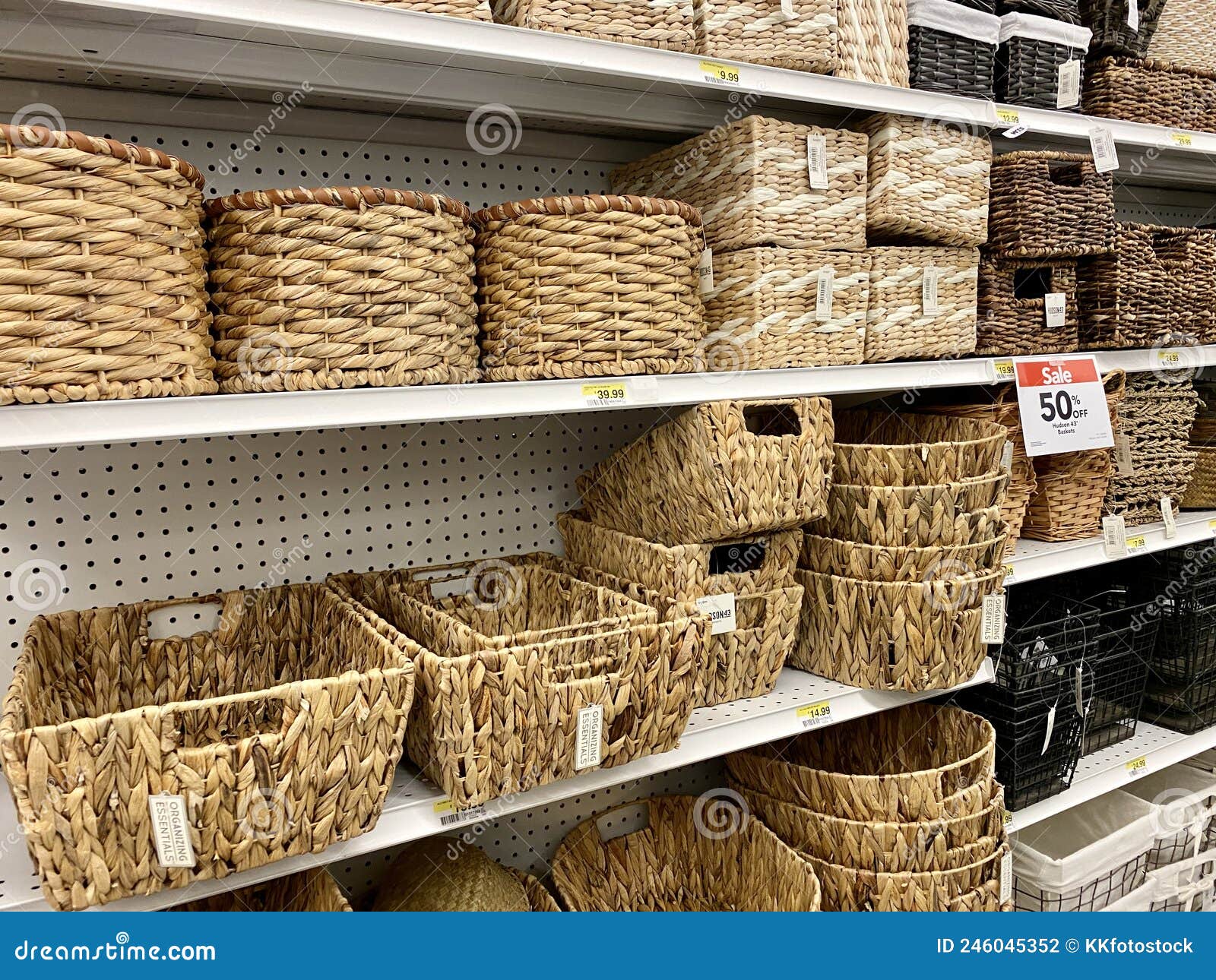 Wicker Baskets on a Store Shelf Editorial Photography Image of
