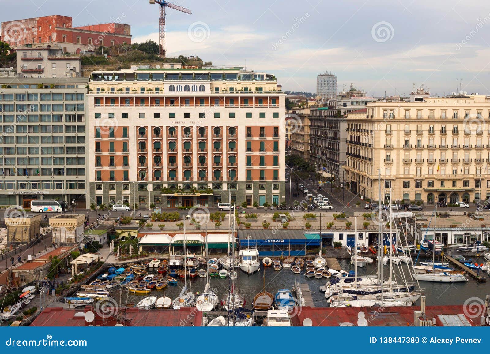 Naples Italy October 31 2015 Air View Of The Albergo Vesuvio Hotel And Grand Hotel Santa Lucia In Historical Center Of Naples Editorial Image Image Of Cityscape Santa 138447380