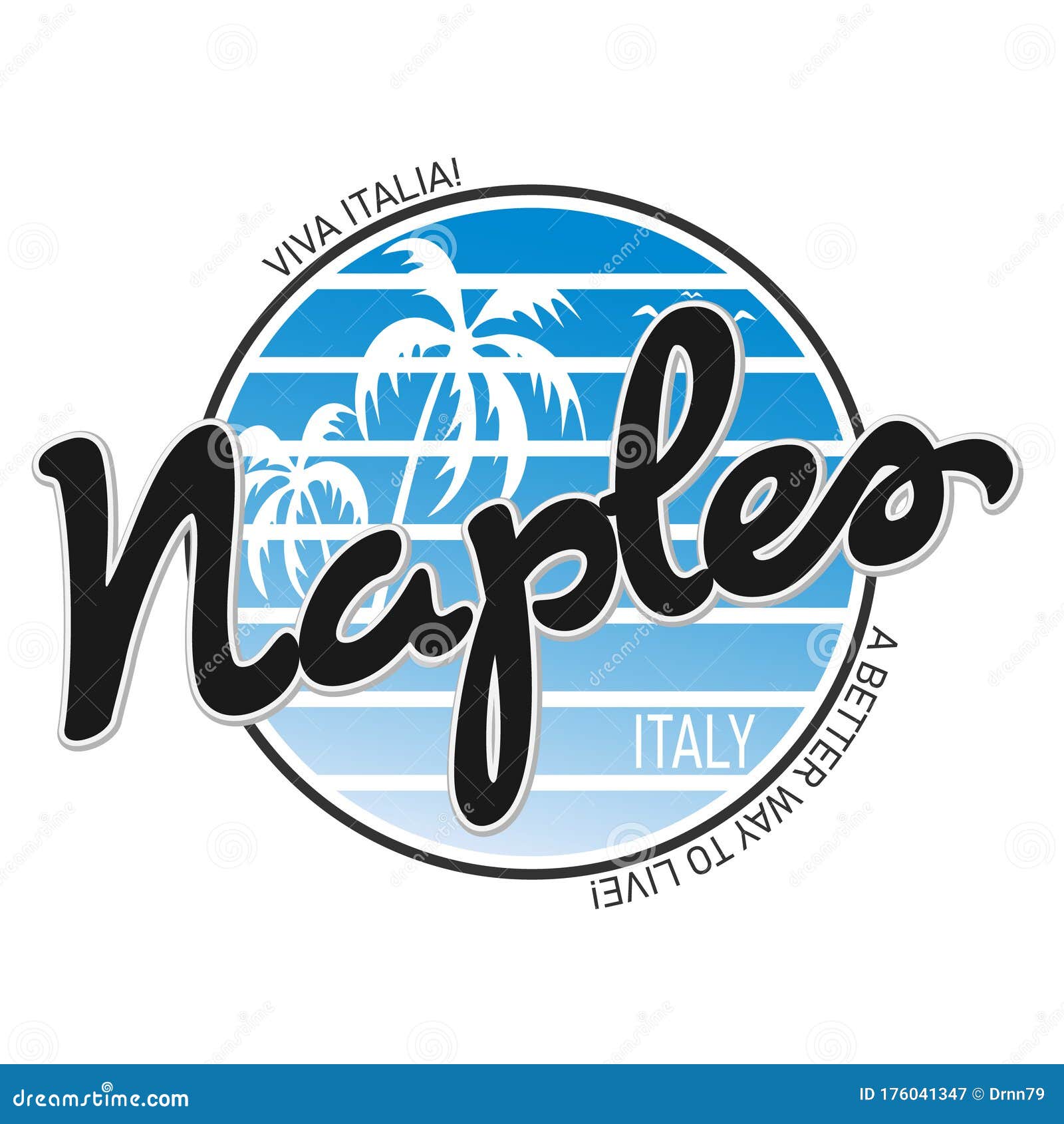 Naples Italy Vector Cartoon Illustration T Shirt Design Stock Vector