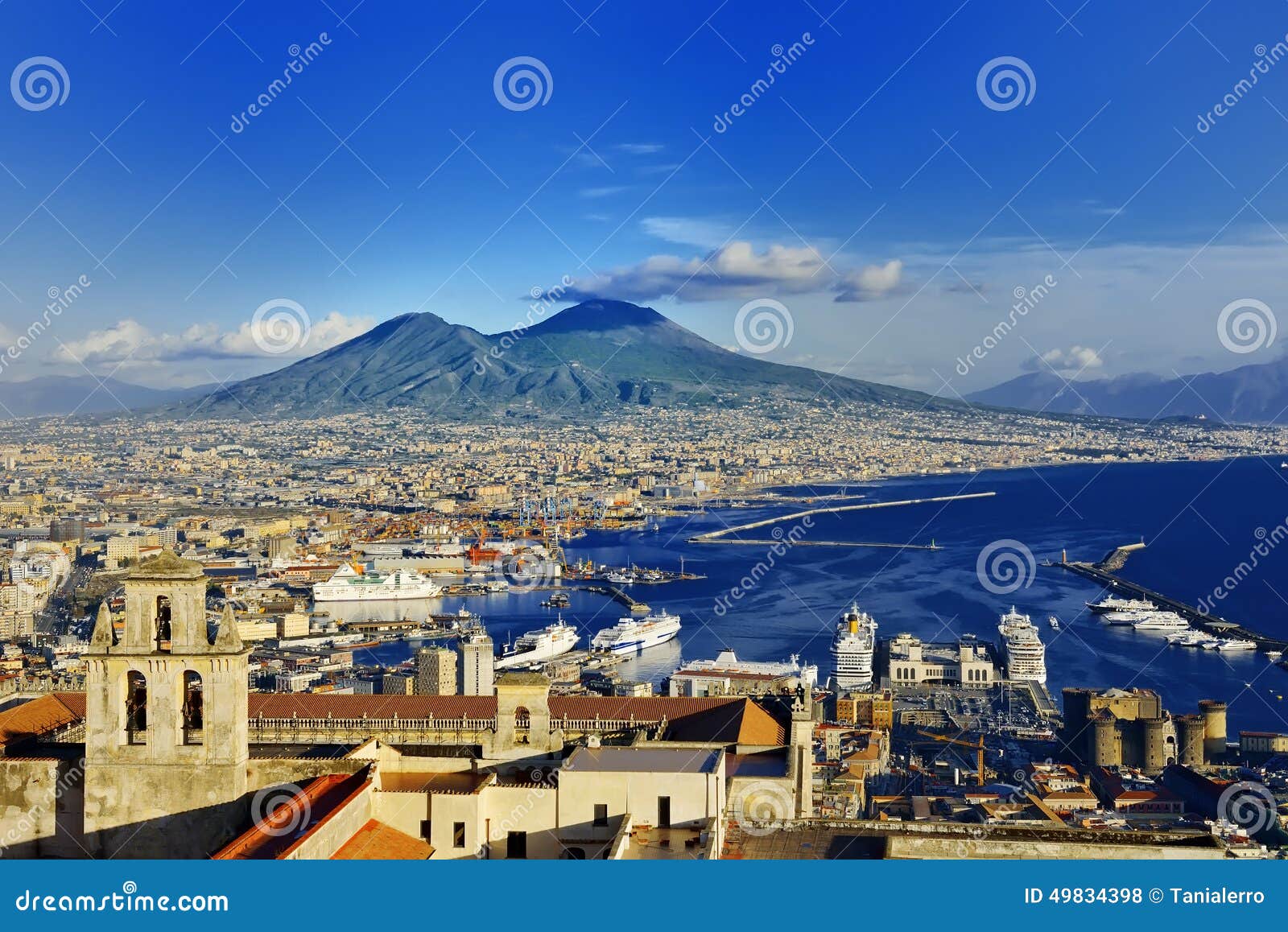 naples and vesuvius panoramic view, napoli, italy