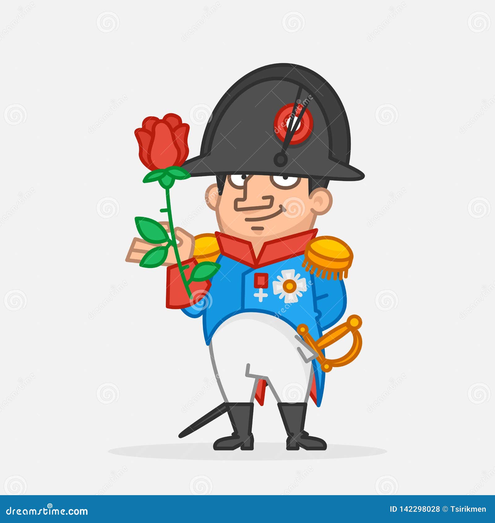 Napoleon Bonaparte Holding Rose and Smiling. Funny Character Stock Vector - Illustration of officer, leadership: 142298028 Napoleon Bonaparte Holding Rose and Smiling. Funny Character Stock Vector - Illustration of officer, leadership: 142298028