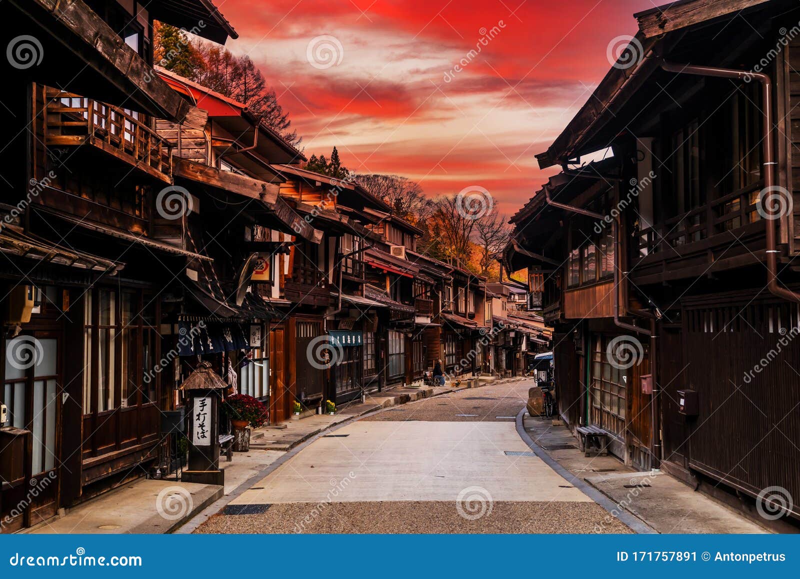 Narai-Juku, Japan Picturesque Visie Oude Japanse Stad Stock Afbeelding -  Image Of Retro, Japan: 171757891
