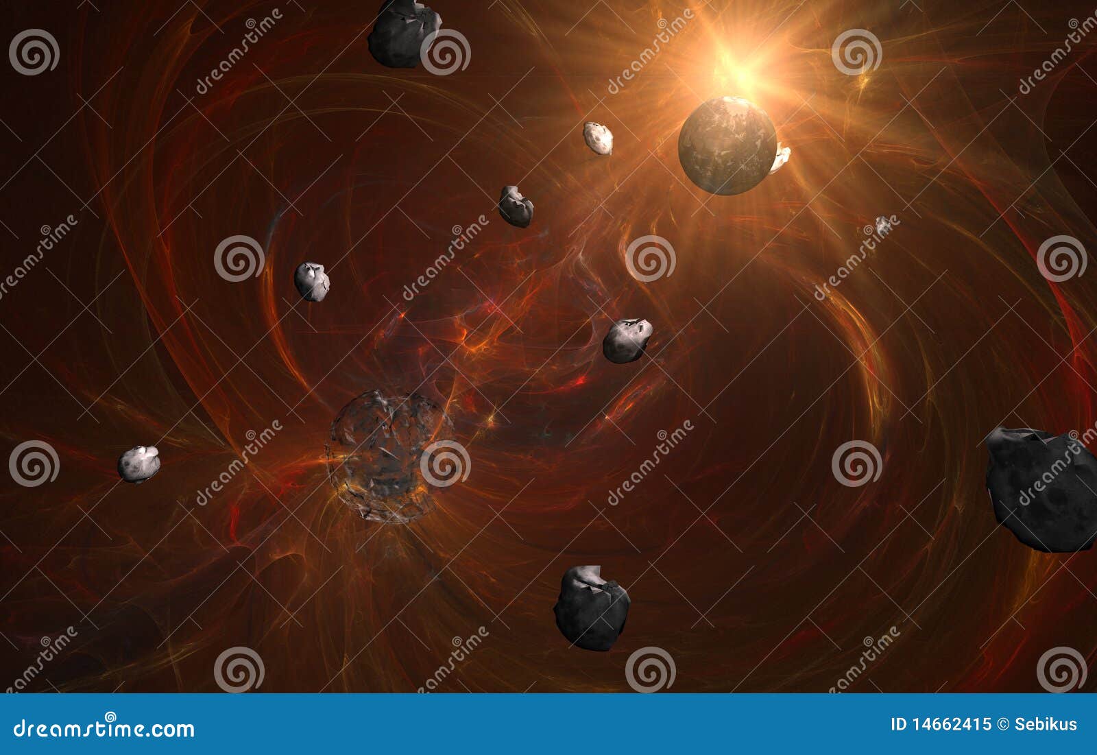 Narodziny mgławicy nowa planety czerwień. Asteroid planety czerwieni słońce