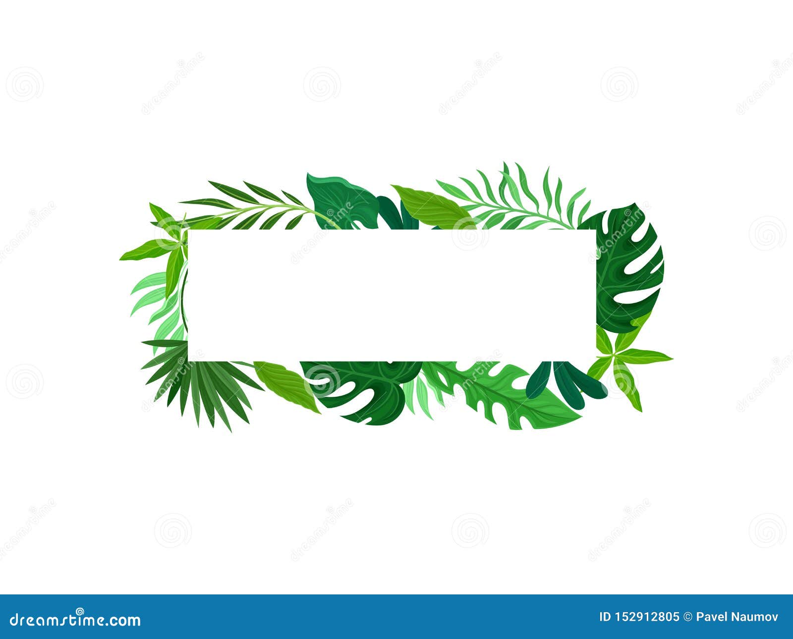 Download Narrow Rectangular Frame Of Leaves Placed Outside. Vector ...