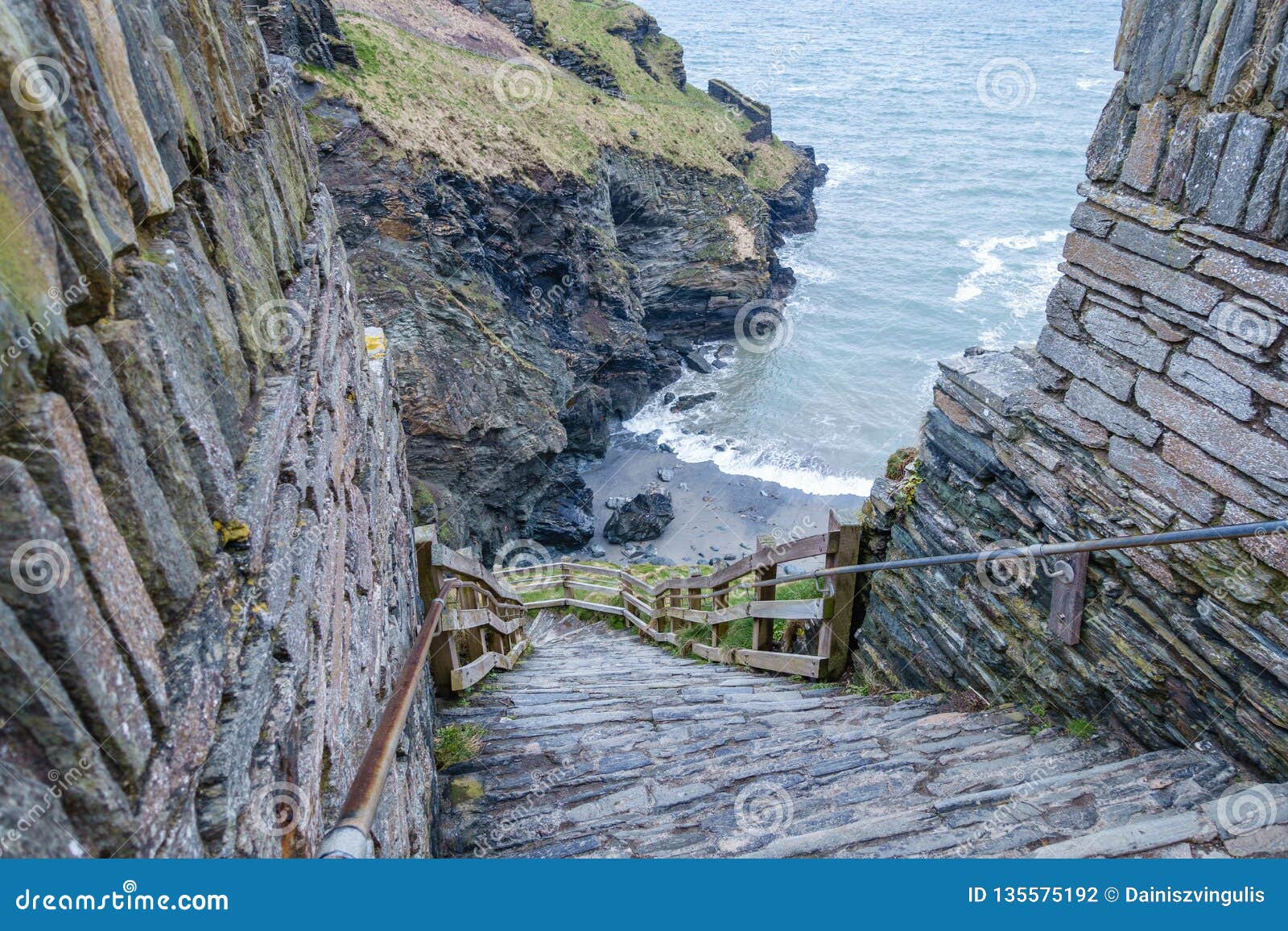 The Narrow and Steep Steps Down the Cliff Stock Photo - Image of steps,  rocks: 135575192