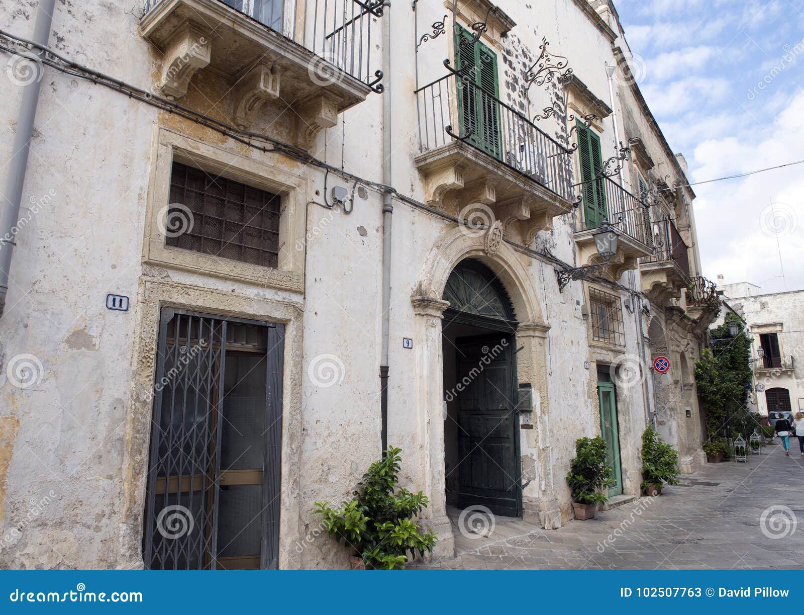 narrow street of galatina, town in southern italy