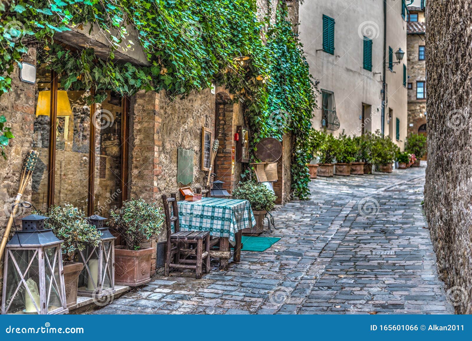 Narrow Street in a Small Town in Tuscany Stock Photo - Image of ...