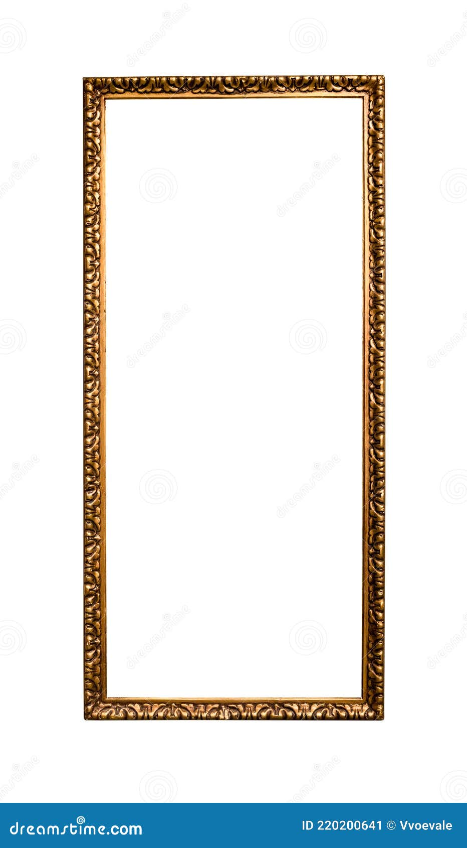 narrow tall golden picture frame 