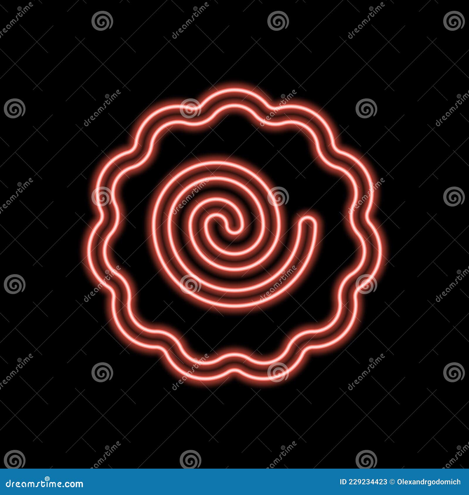 Narutomaki or Kamaboko Surimi Vector Outline Icon Neon Color in Black ...