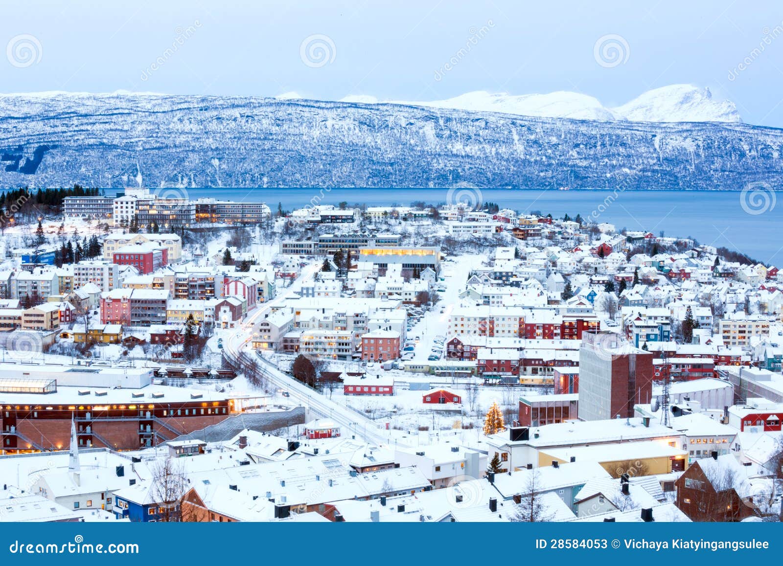 Narvik Cityscape at Dusk Norway Stock Image Image of panoramic