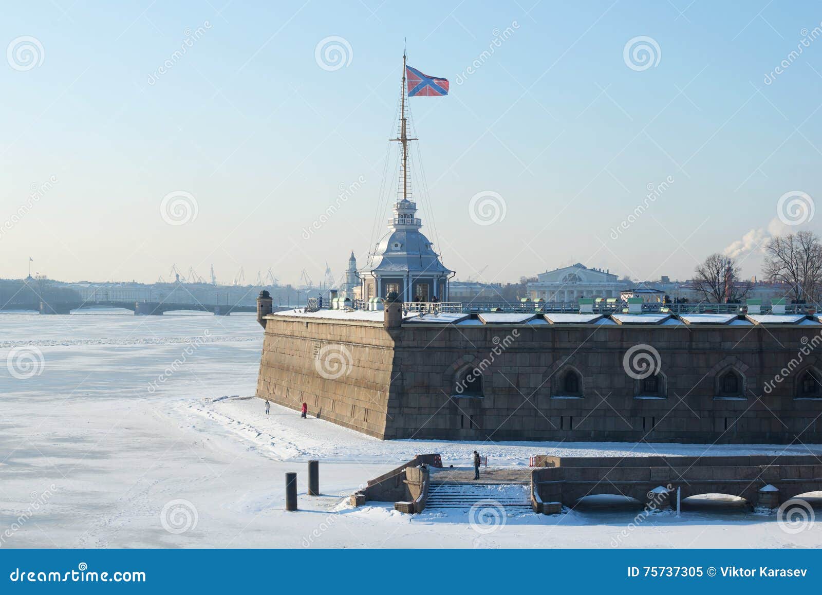 naryshkin bastion and flagstone tower in the peter and paul fortress frosty. saint petersburg, russia