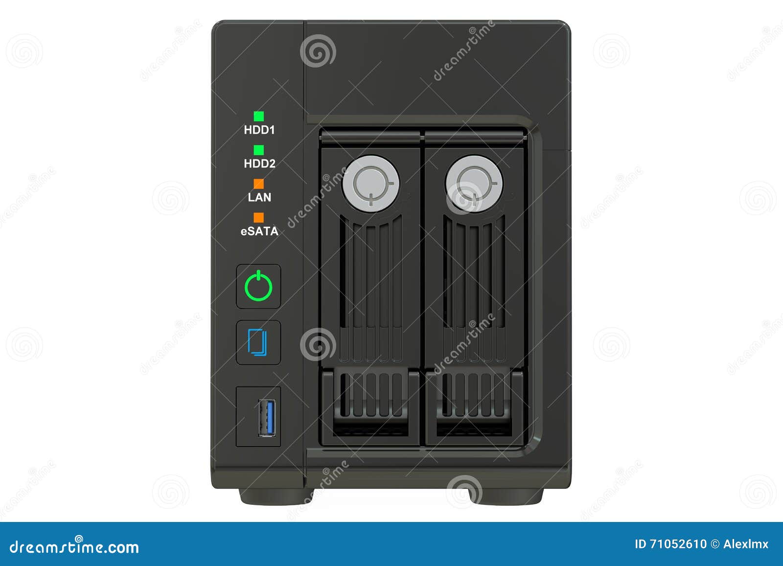 nas with two disks, 3d rendering