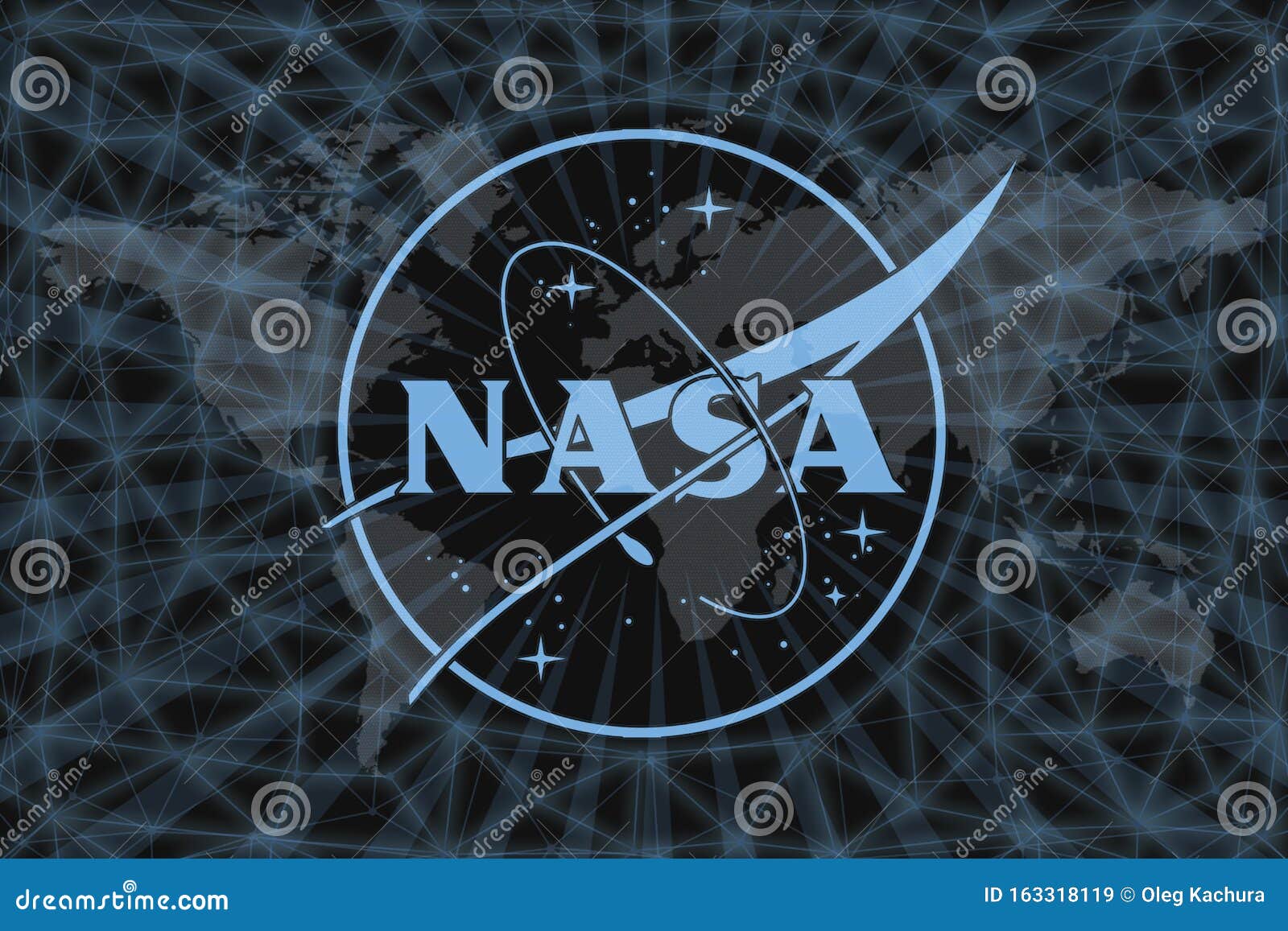 NASA Logo, on a Black Background with a World Map and a Network. the  Concept of Space Exploration Editorial Stock Image - Illustration of  american, apollo: 163318119