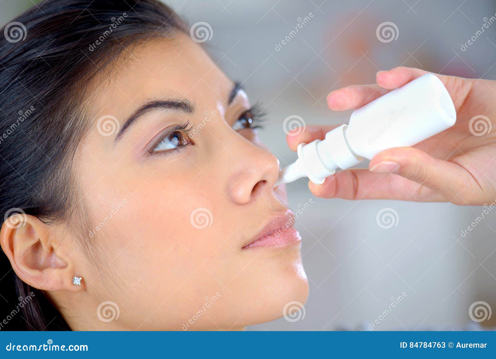 Nasal spray to help cold stock image. Image of caucasian 84784763