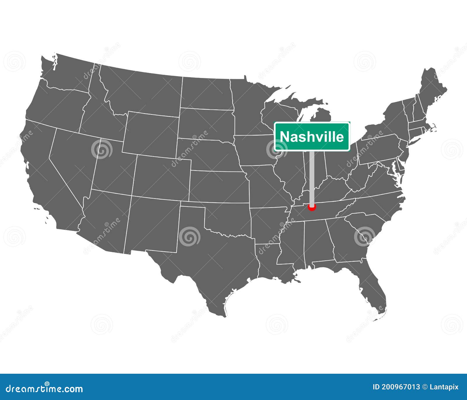 Nashville Grens Bord En Kaart Verenigde Staten Vector - Illustration of verkeer, groen: 200967013