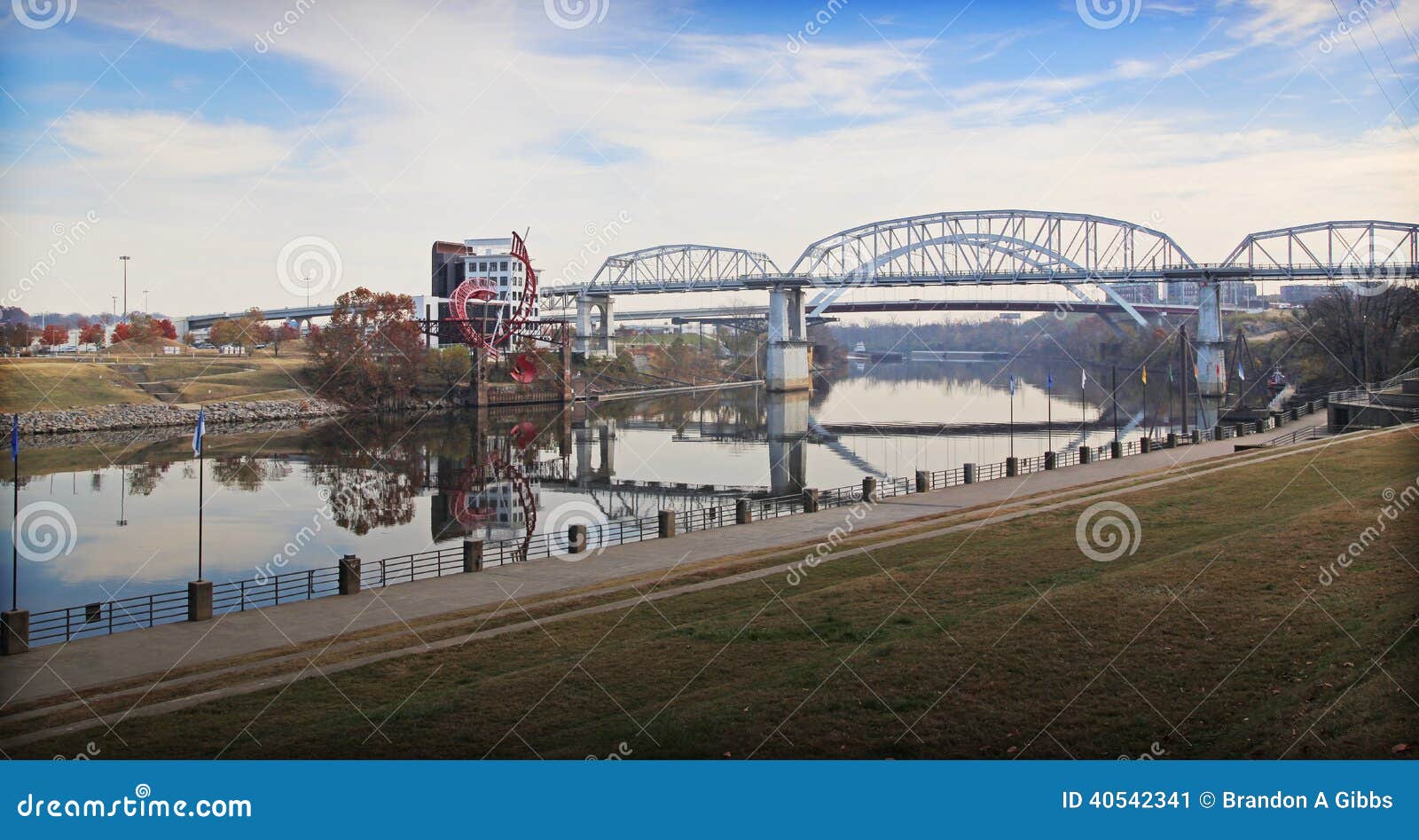 Nashville River Bridge stock image. Image of reflection 40542341