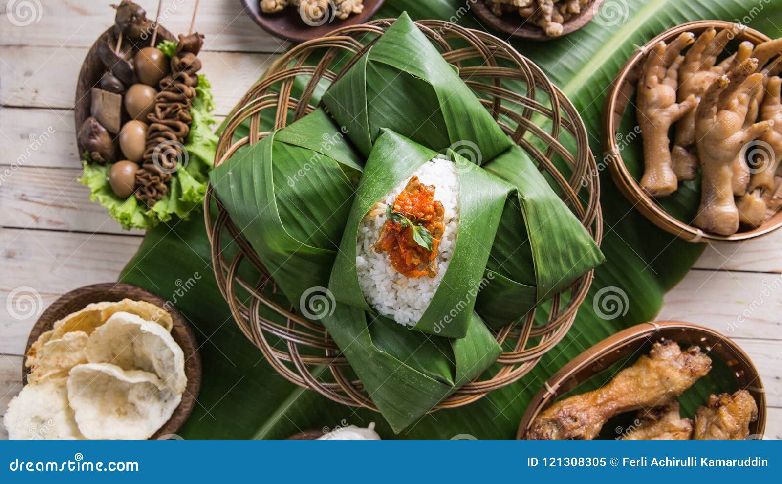 Nasi Angkringan or Nasi Kucing. Indonesian Traditional Stock Image