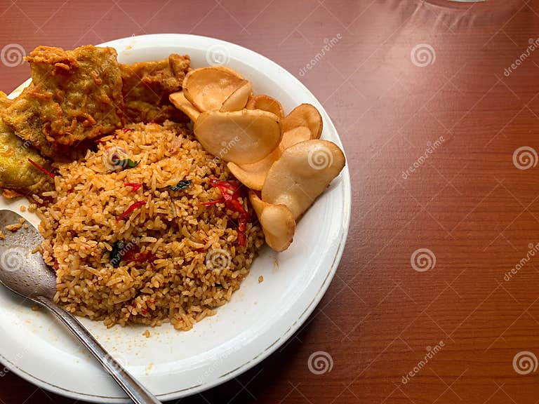Nasi Goreng & X28;Fried Rice& X29; from the Top Stock Photo - Image of