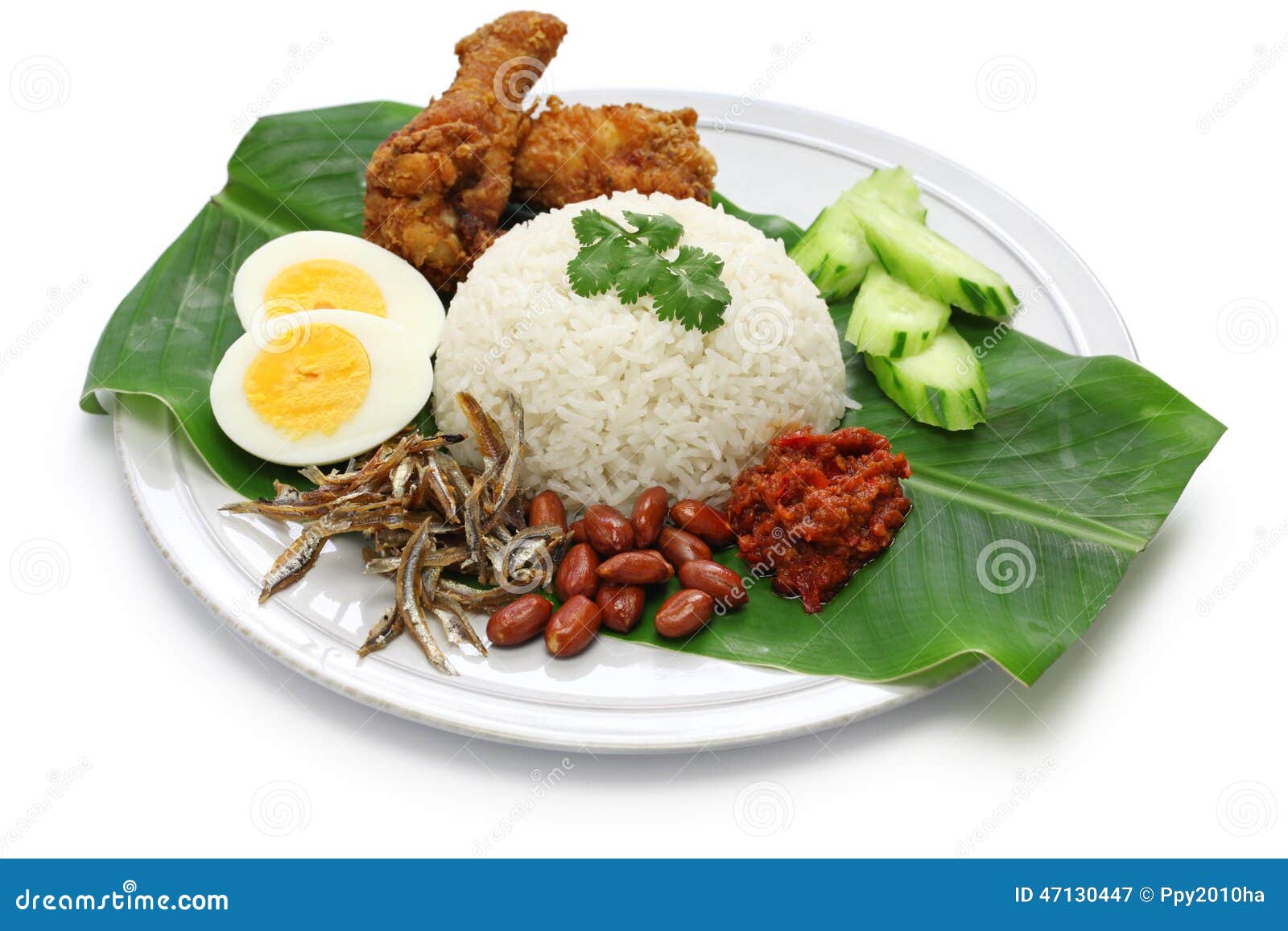 nasi lemak, coconut milk rice, malaysian cuisine