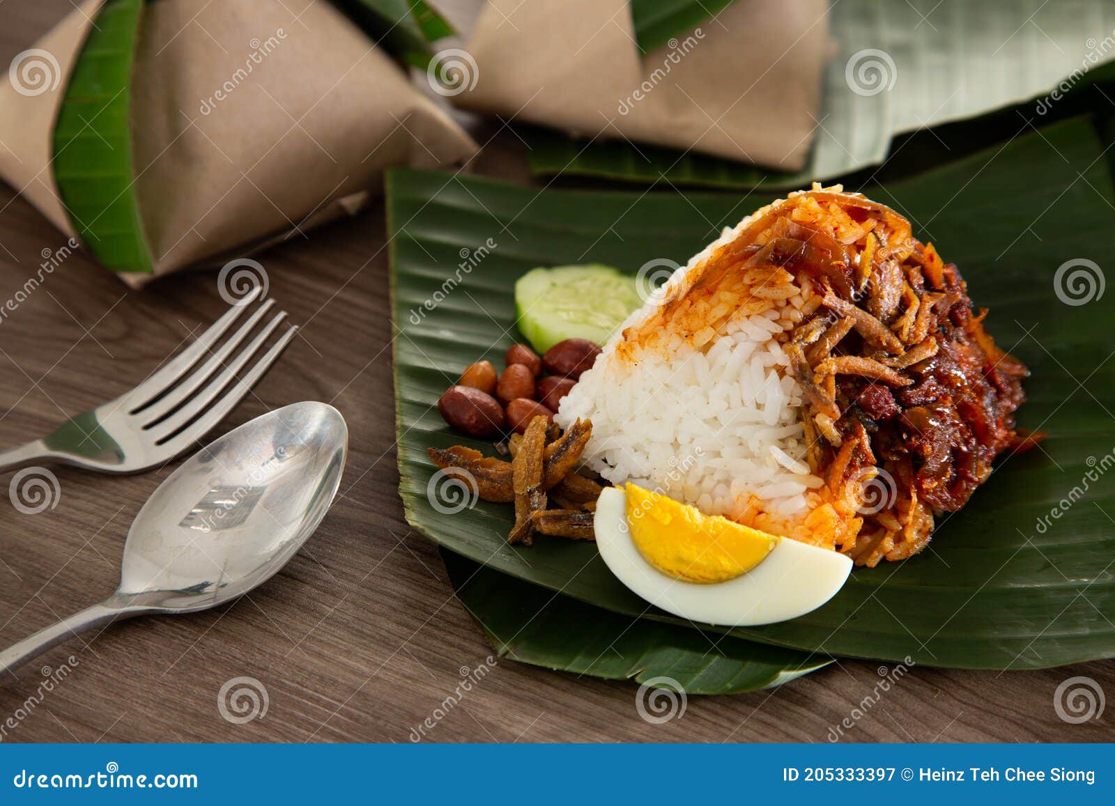 Nasi Lemak Pack In Banana Leaf Popular Breakfast In Malaysia Stock