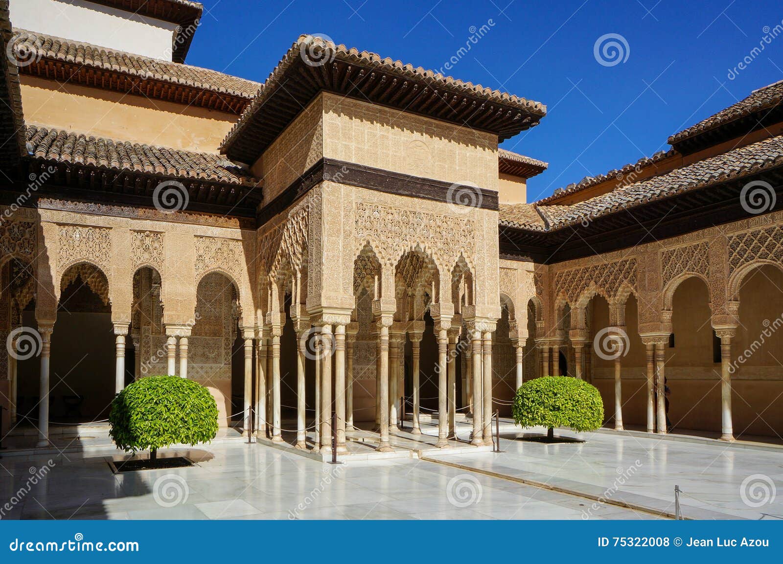 nasrid palace - court of the lions in alhambra in granada, spain