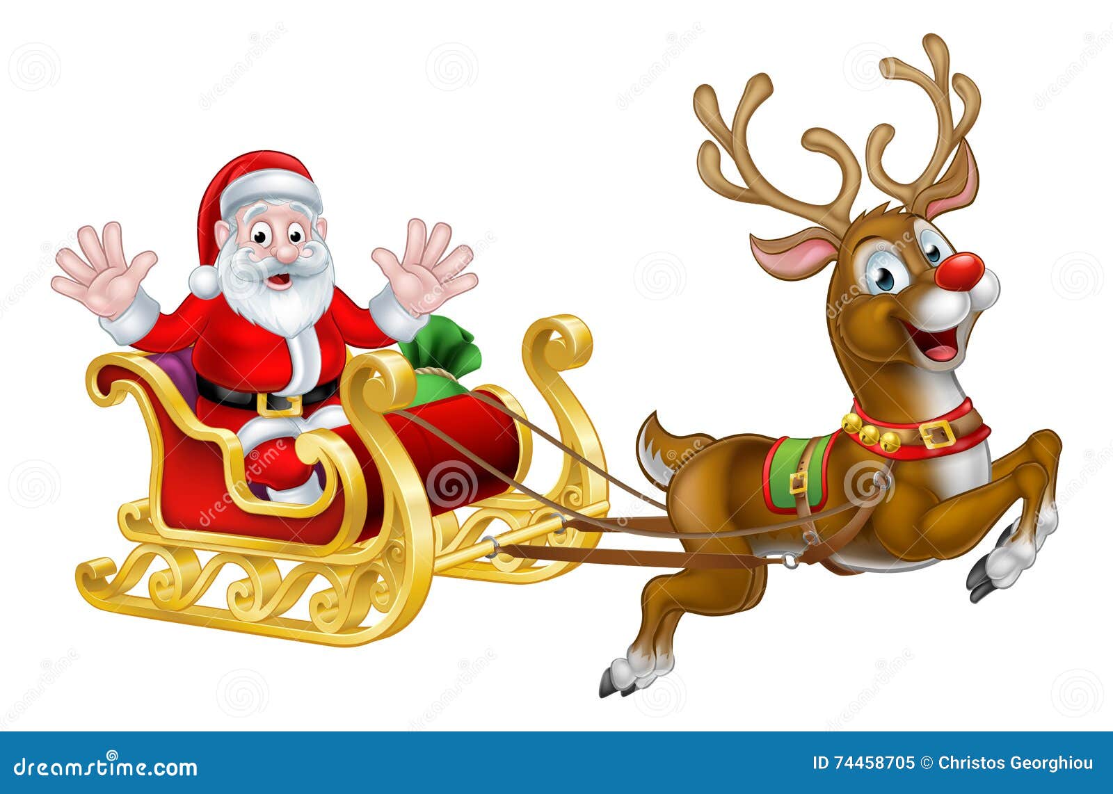 Natal Santa E Desenhos Animados Do Divertimento Da Rena Ilustração do Vetor  - Ilustração de grande, surpreendido: 61846178