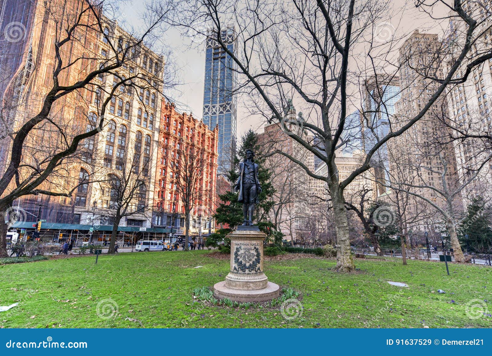 Nathan Hale Monument New York City Image stock éditorial Image du