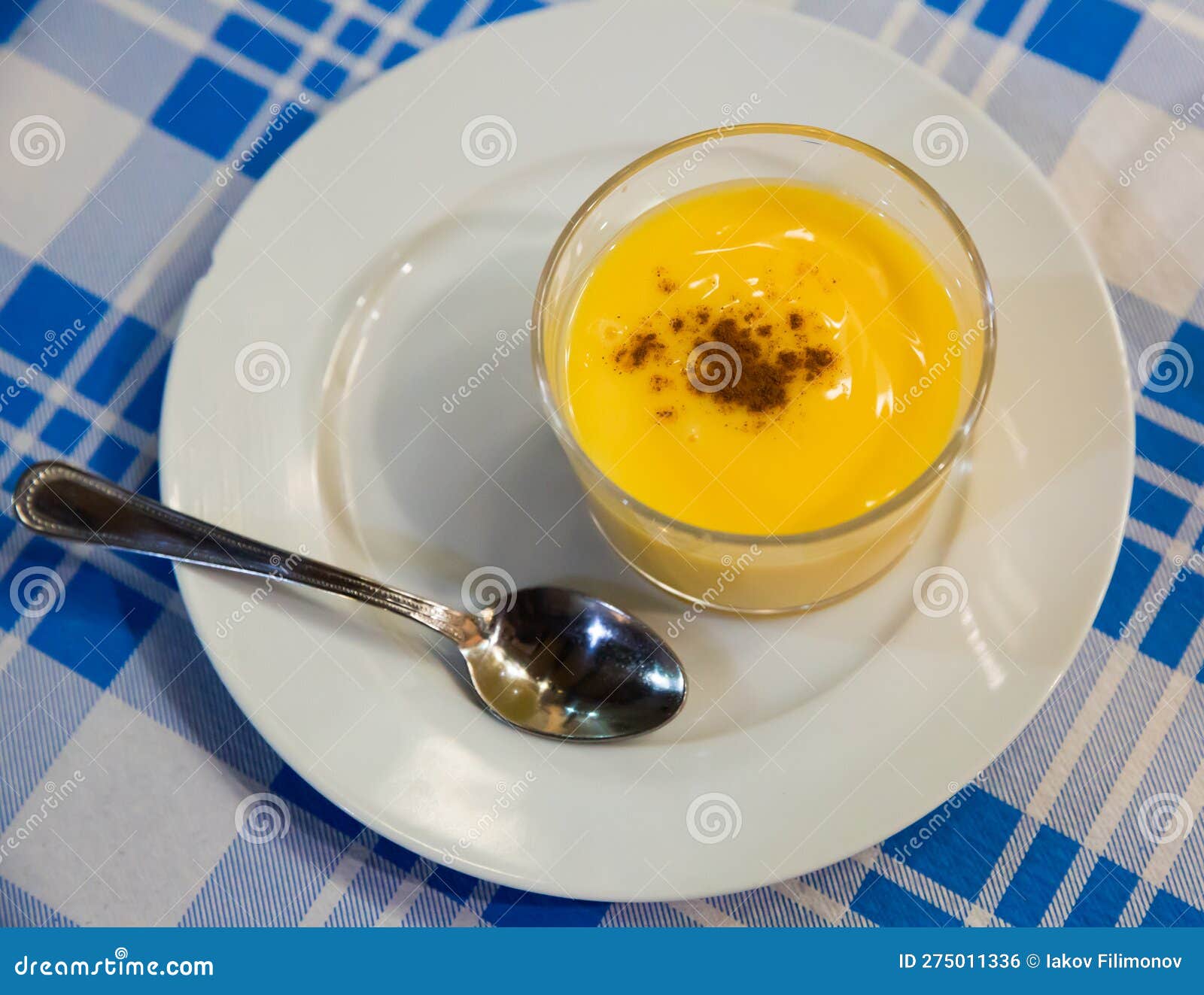Natillas, Typical Dessert Made of Milk, Eggs and Sugar. Stock Photo