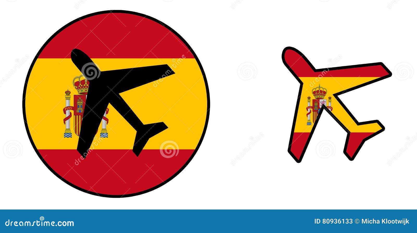 Nation Flag Airplane Isolated Spain Stock Illustration