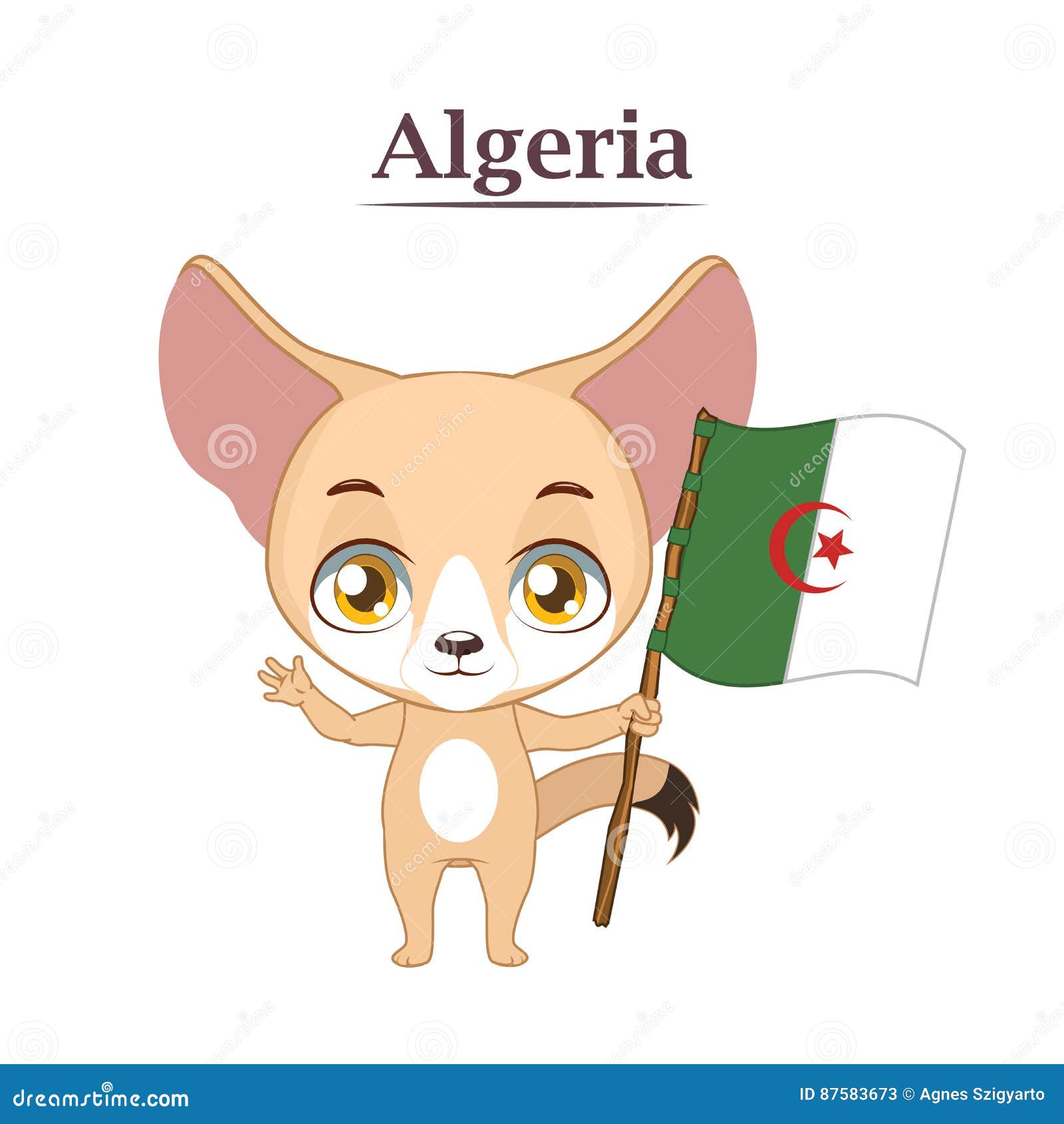 National Animal with Algerian Flag Stock Vector - Illustration of animal,  funny: 87583673