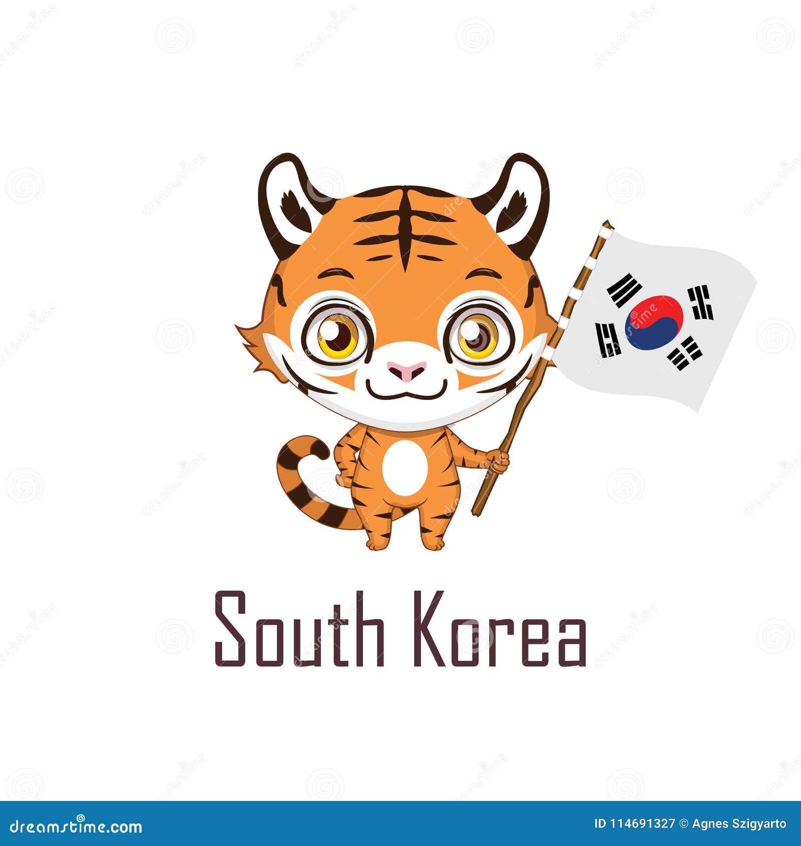 National Animal Tiger Holding the Flag of South Korea Stock Vector -  Illustration of sign, message: 114691327