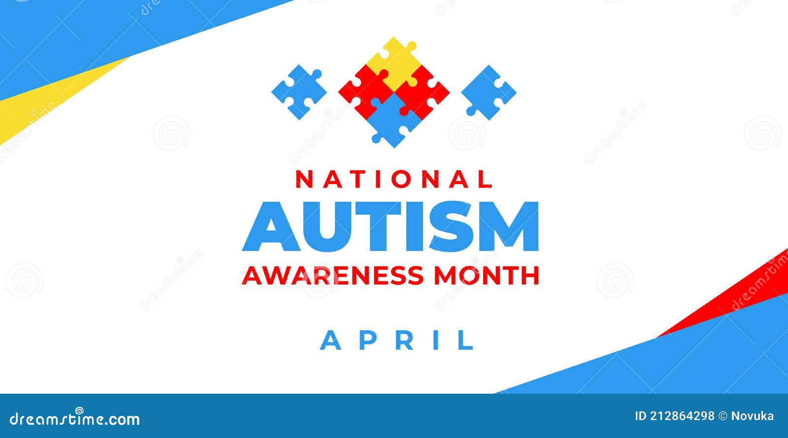national autism awareness month.  banner, poster, flyer, greeting card for social media with the text national autism