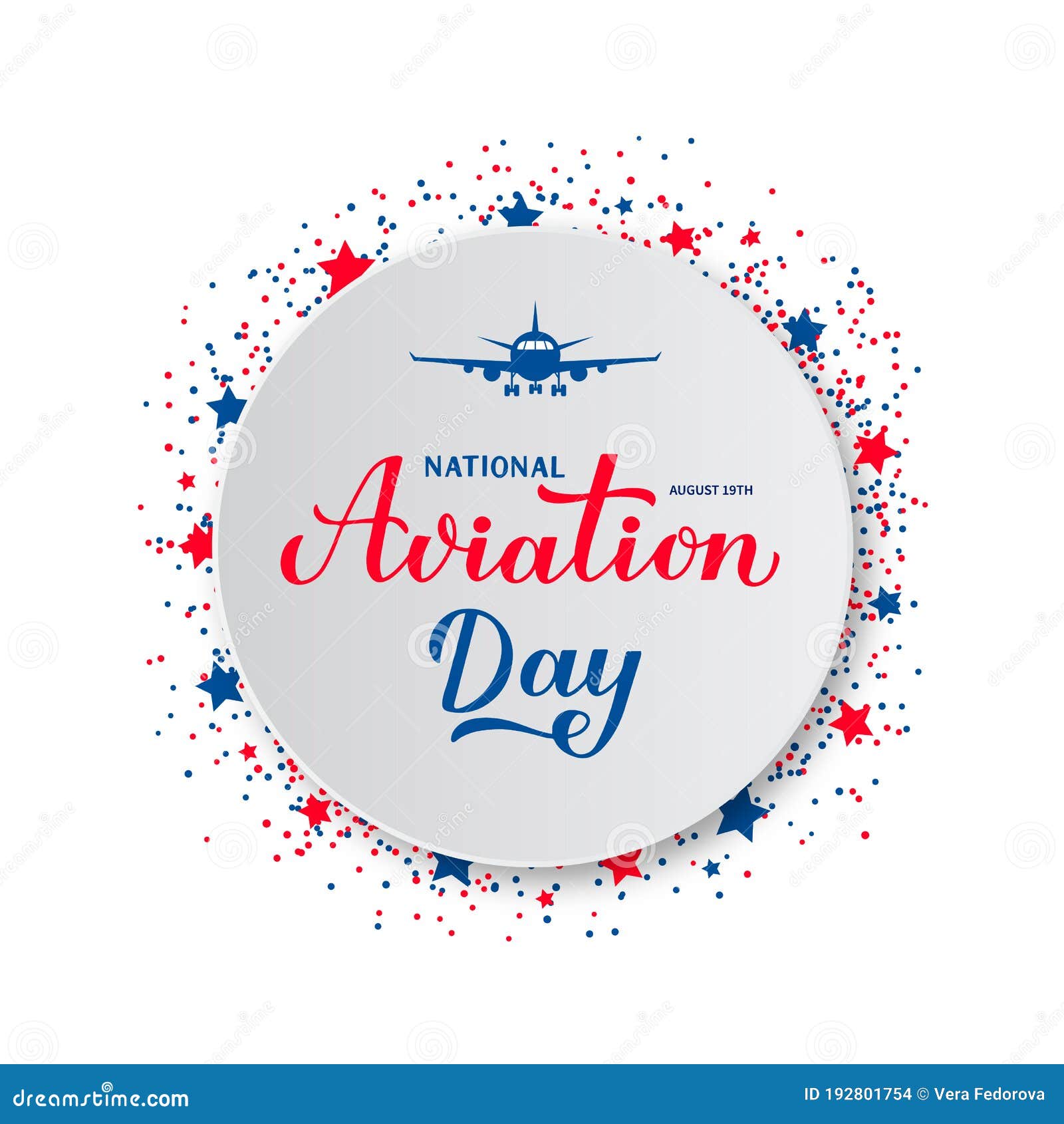 national aviation day calligraphy hand lettering and plane on white paper plate. holiday in usa celebrated on august 19. 