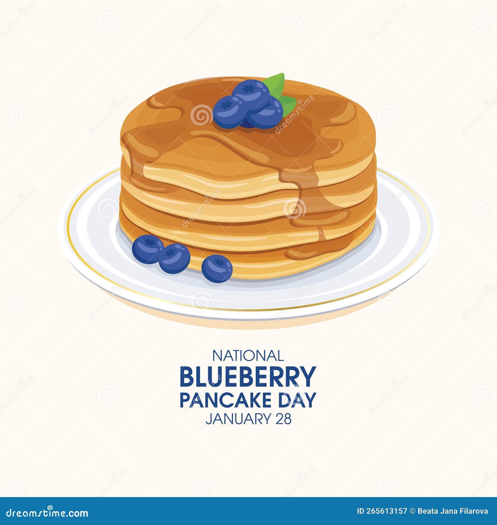 National Blueberry Pancake Day Vector Stock Vector Illustration of