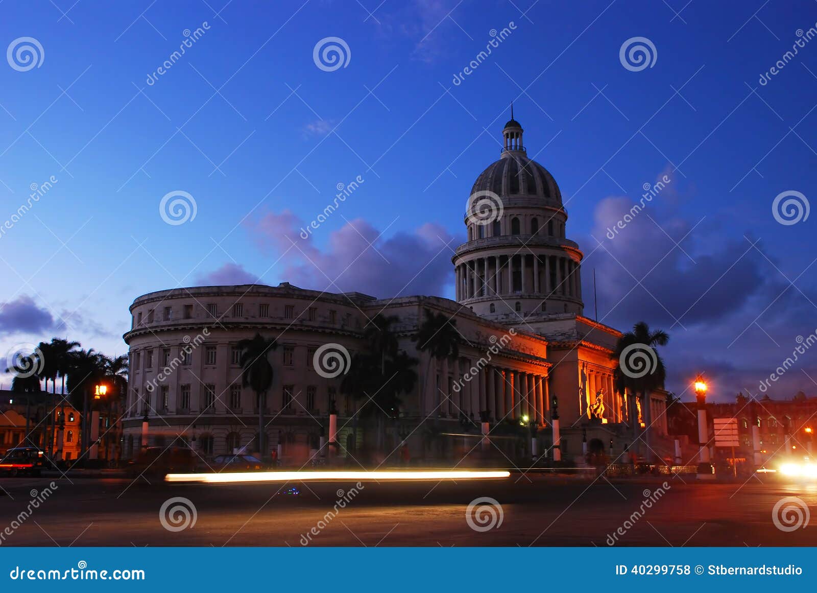 national capital building in havana cuba at dusk