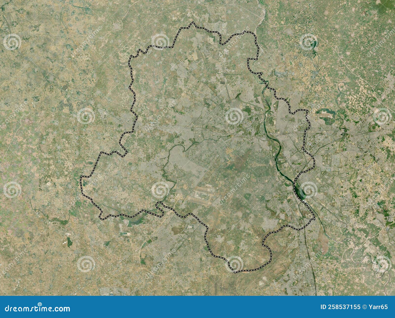 National Capital Territory of Delhi, India. High-res Satellite. No