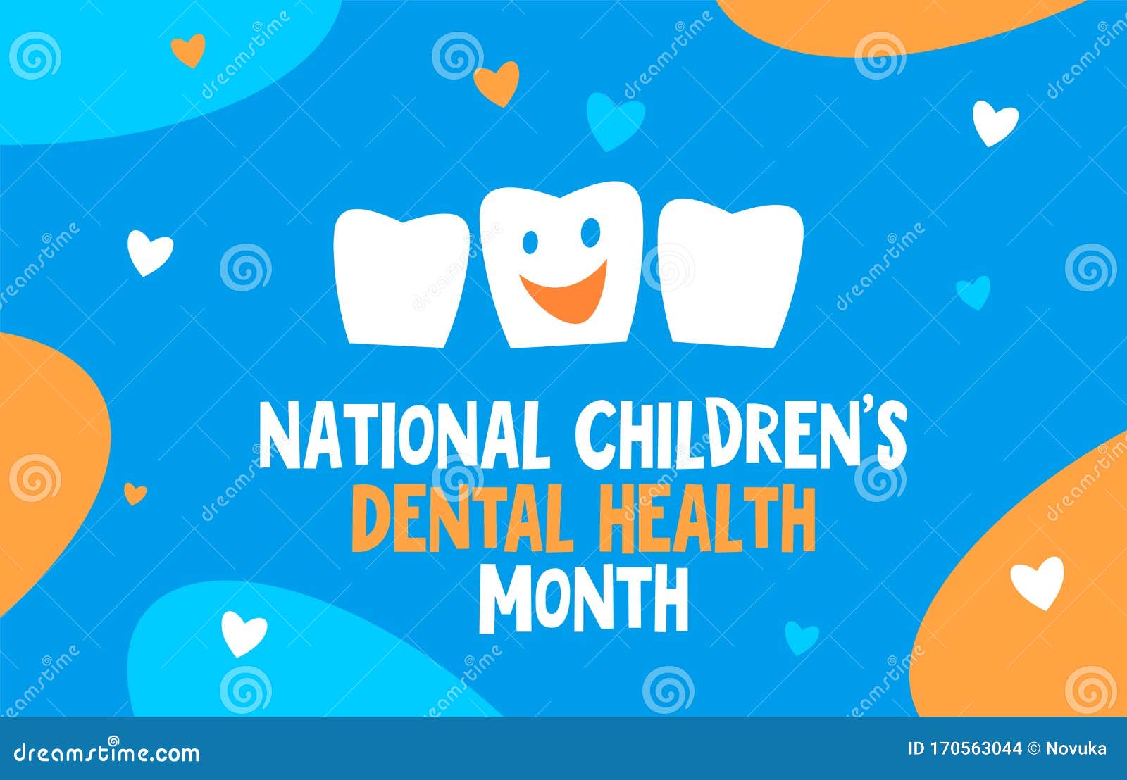 National Children’s Dental Health Month Vector Banner. Protecting