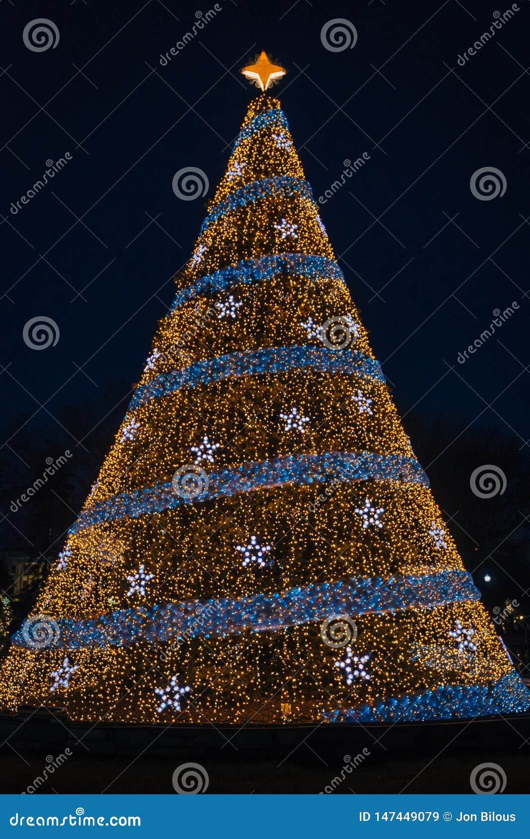 The National Christmas Tree at Night, in Washington, DC Stock Image