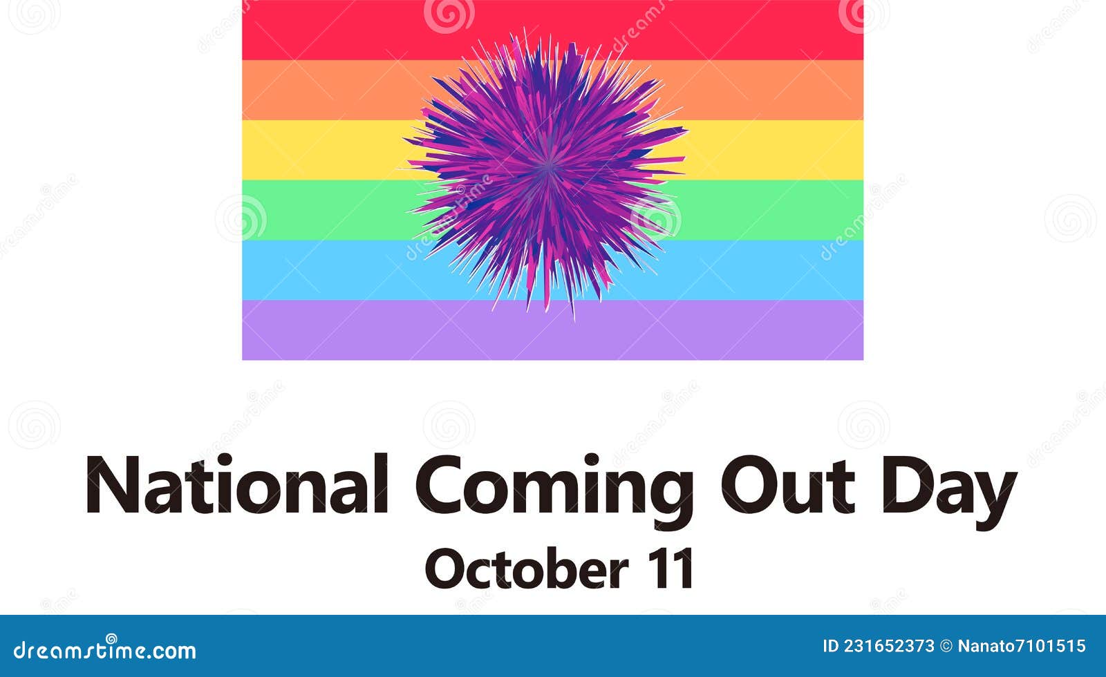 National Coming Out Day. October 11th. Graphic Expressed with Rainbow