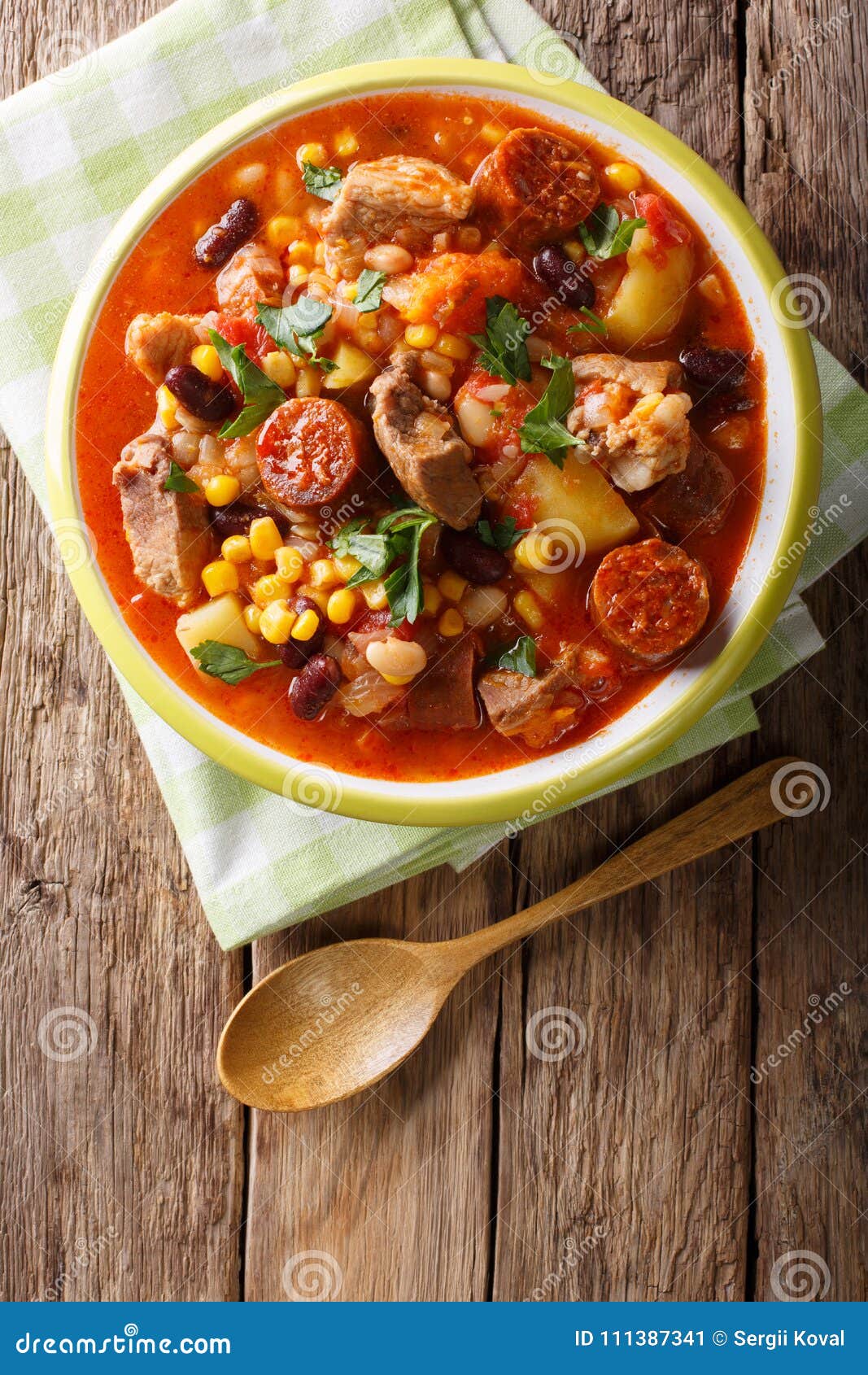 national dish cape verde - cachupa stew with meat and vegetables