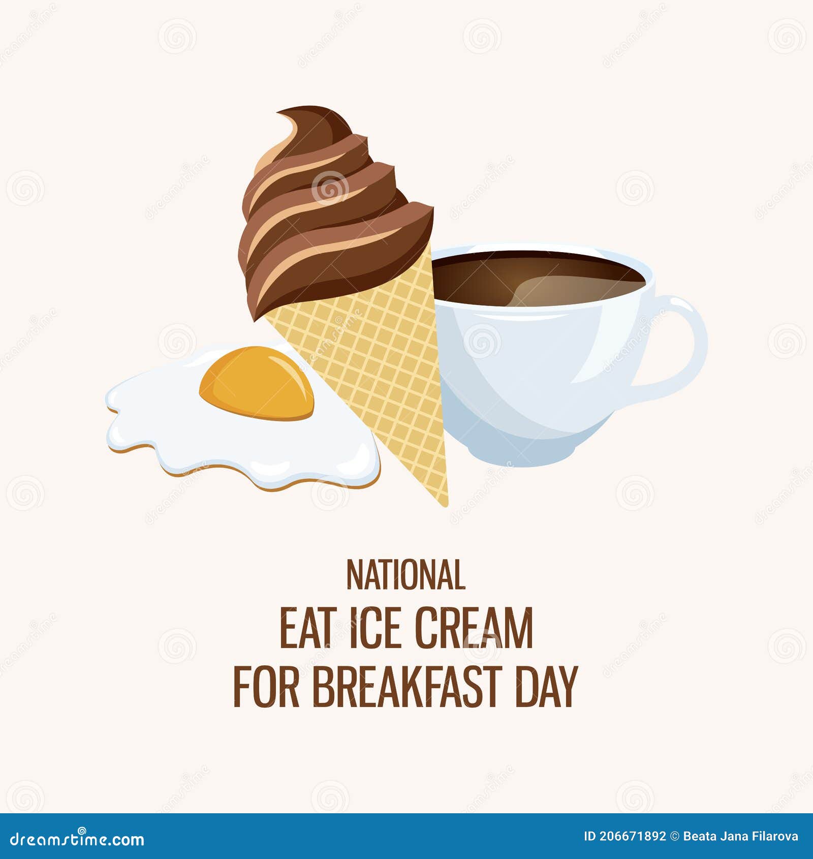 National Eat Ice Cream for Breakfast Day Vector Stock Vector