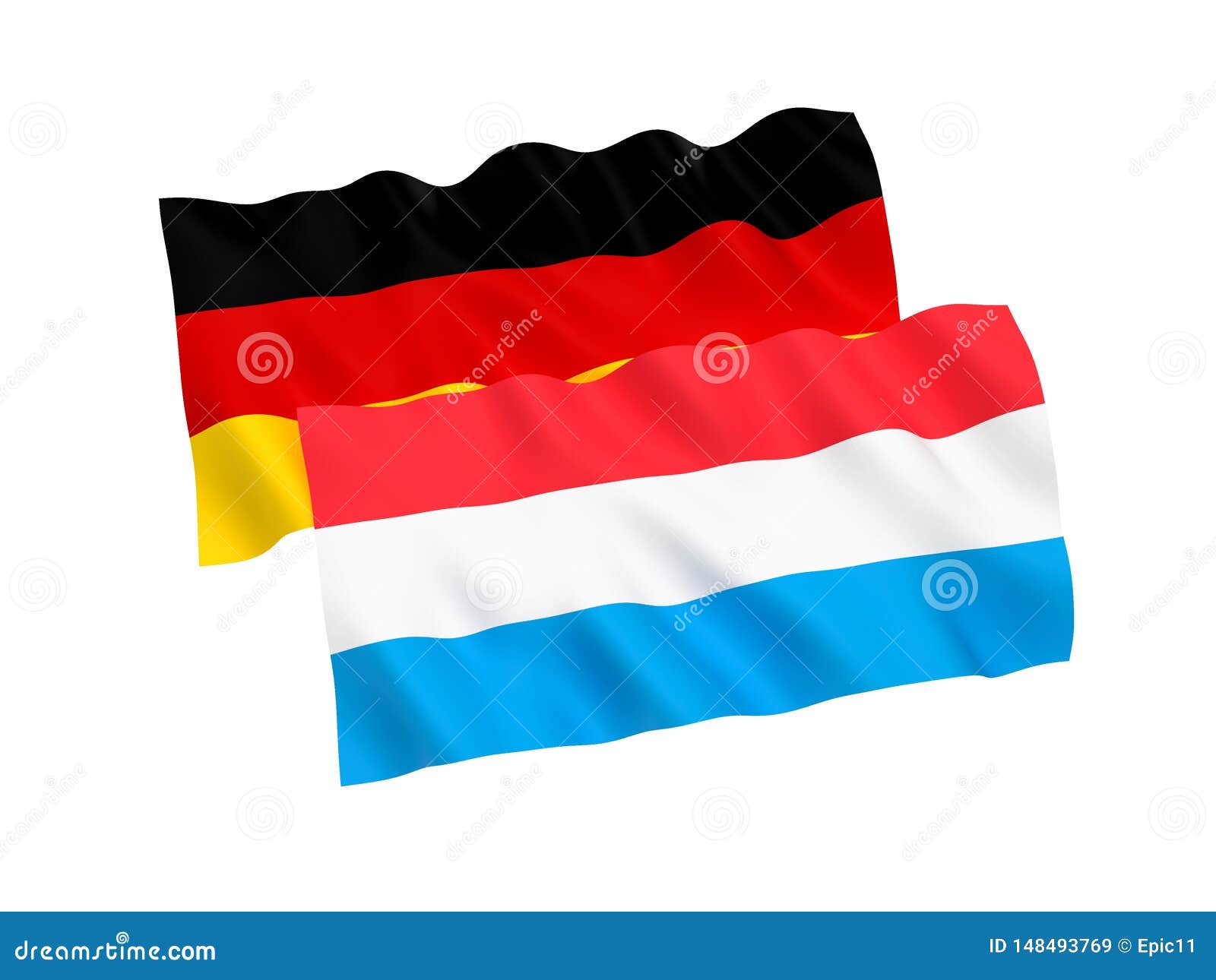 Flags Of Germany And Luxembourg On A White Background Stock ...