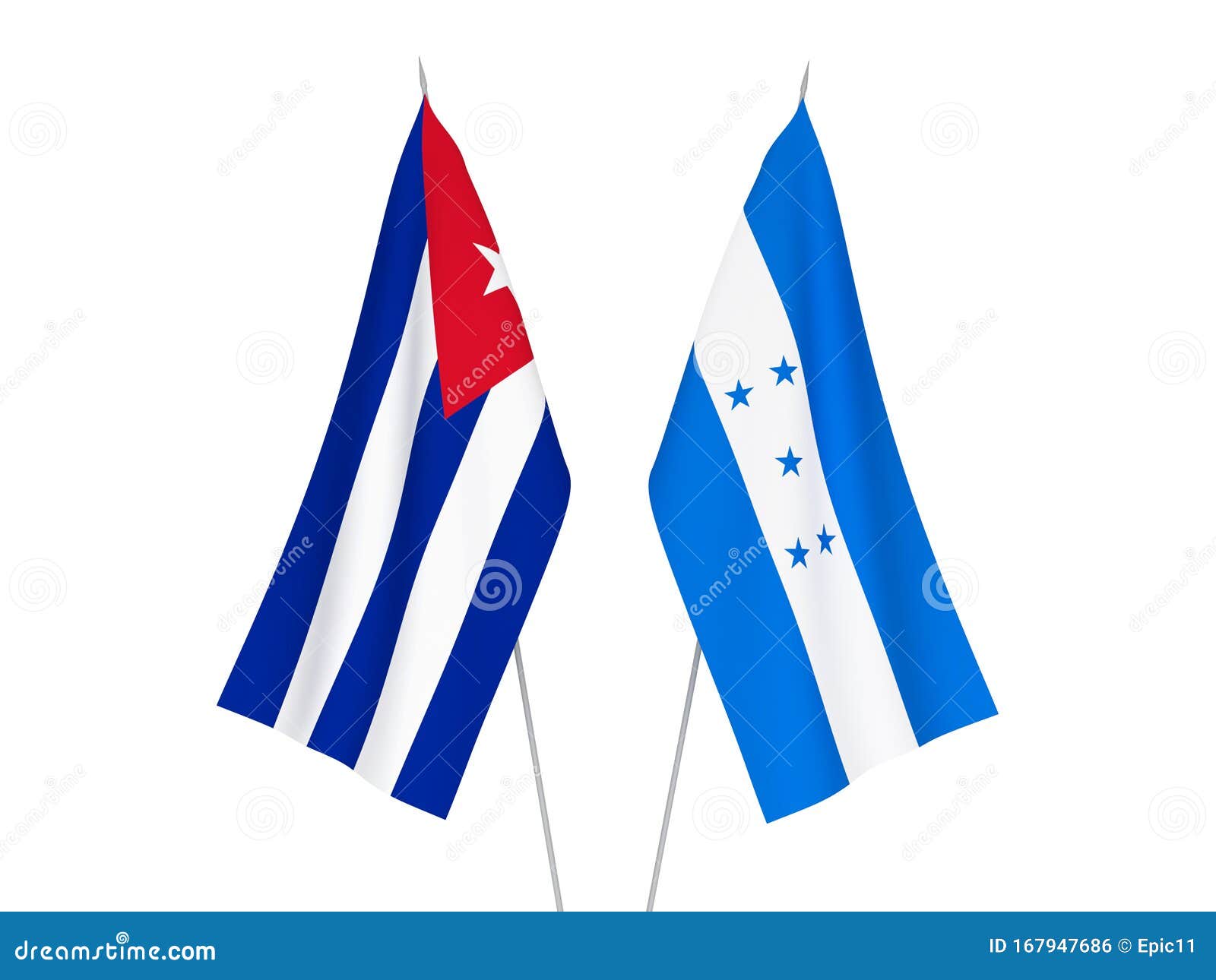 Honduras and Cuba flags stock illustration. Illustration of background