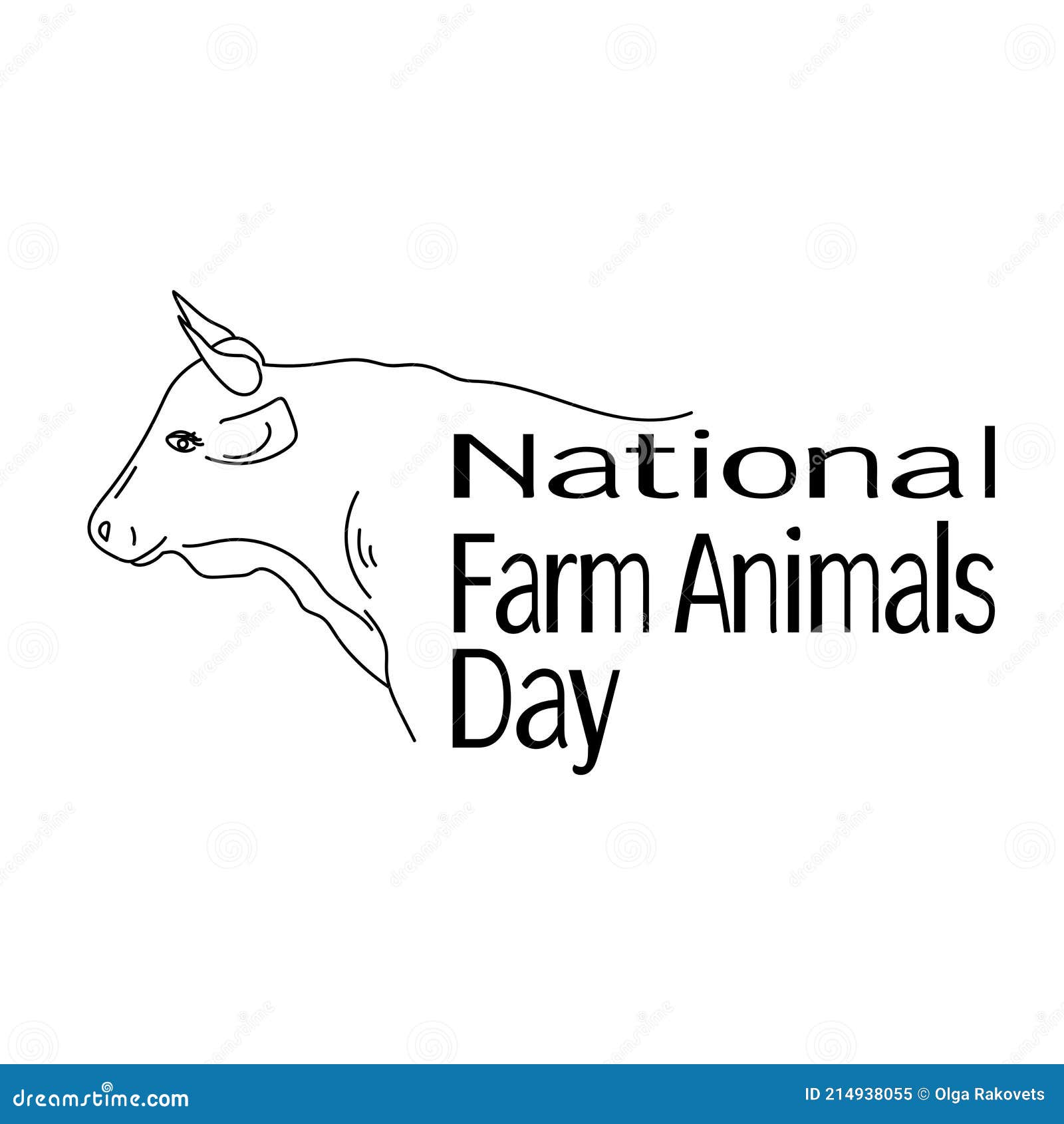 National Farm Animals Day, Silhouette of Cattle for Banner or Postcard