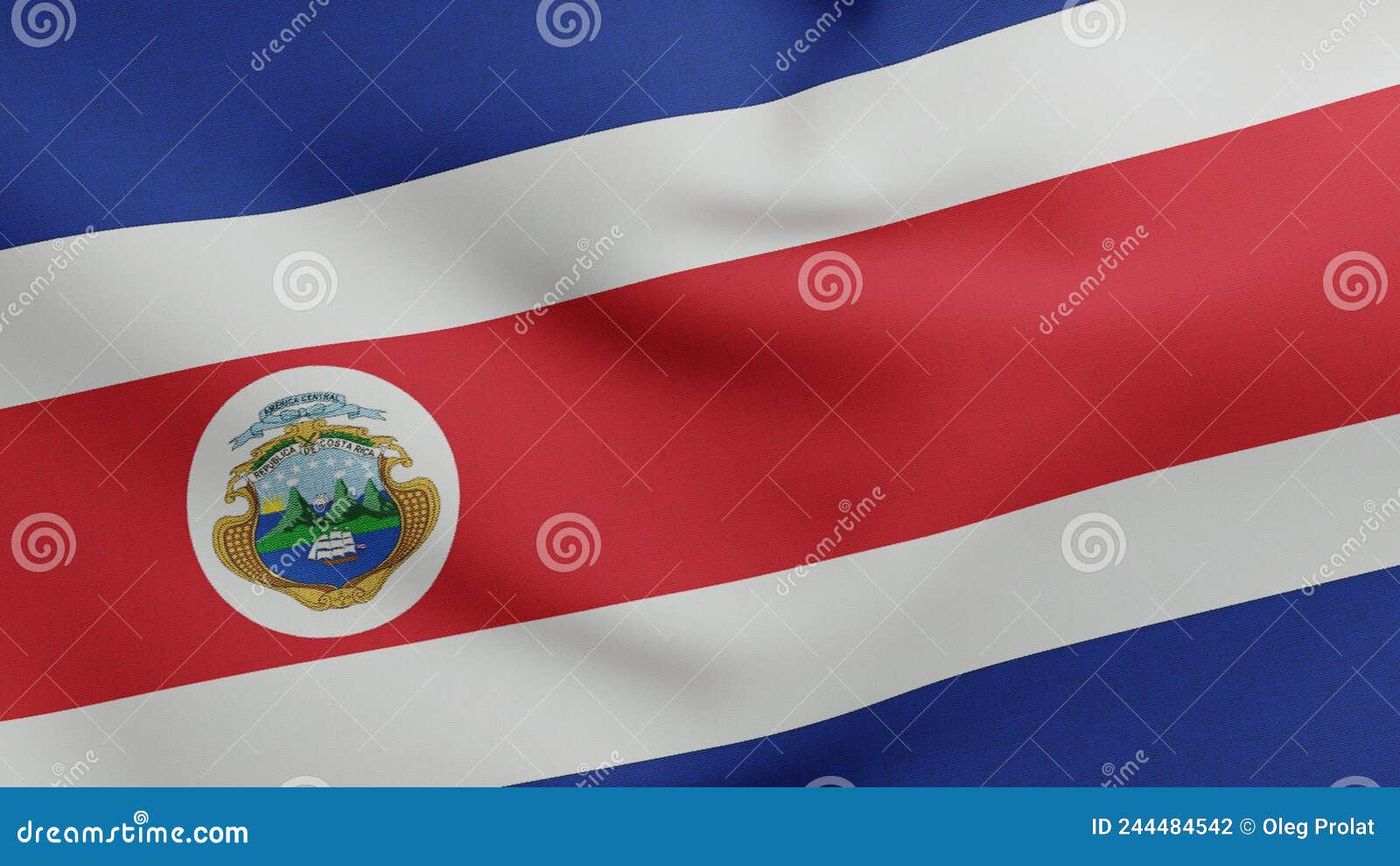 National Flag Of Costa Rica Waving 3D Render, Republic Of Costa Rica ...