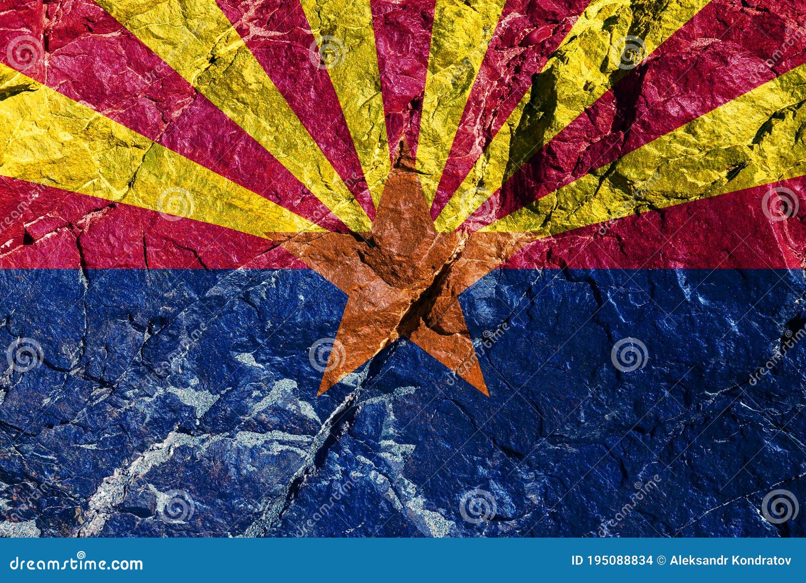 junk bitter Lækker National Flag of Country America of State Arizona with an Orange Star  Against Background of Blue, Red, Yellow Colors for Stock Photo - Image of  country, pride: 195088834