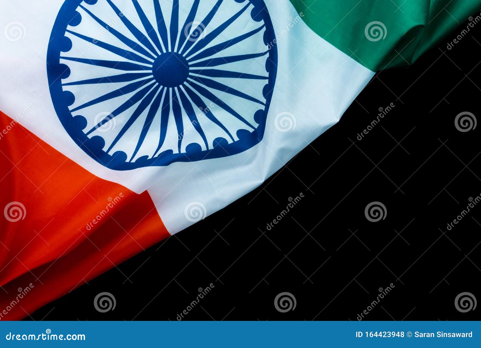 National Flag of India on Black Background for Indian Independence Day. Top  View, Copy Space for Text Stock Photo - Image of abstract, country:  164423948